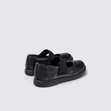 Back view of Twins Black leather shoes for kids