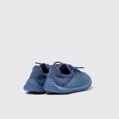 Back view of Peu Blue Simplified Knit Uppers Kids' Sneakers.