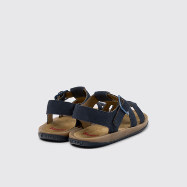 Back view of Bicho Blue Nubuck Kids' Sandal.