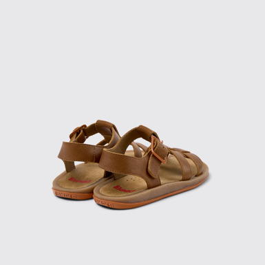 Back view of Bicho Brown Leather Kids' Sandals.