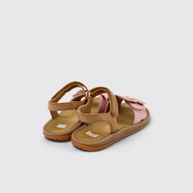Back view of Twins Multicolor Leather Sandals for Kids.