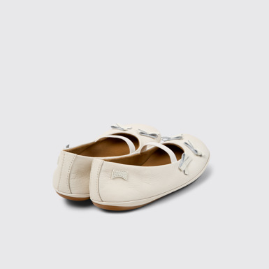 Back view of Twins White Leather Ballerina for Kids.