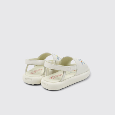 Back view of Twins White Leather Sandals for Kids.