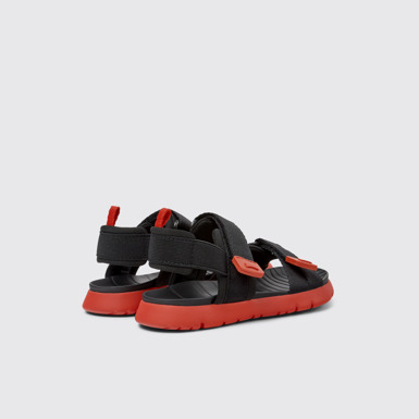 Back view of Oruga Black Textile Sandals for Kids.