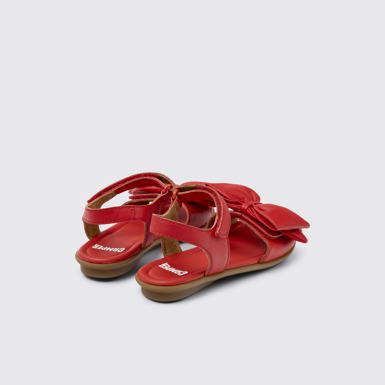 Back view of Right Red Leather Sandals for Kids.