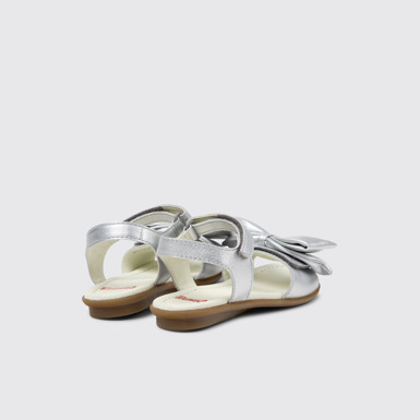 Back view of Right Silver Leather Sandals for Kids.