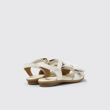 Back view of Right White Leather Sandals for Kids.