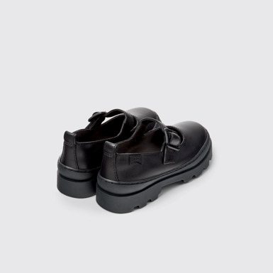 Back view of Brutus Black Leather Shoes for Kids.