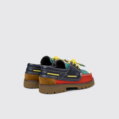 Back view of Bobo Choses x Camper Multicolor Leather and Nubuck Moccasins for Kids.