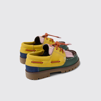 Back view of Bobo Choses x Camper Multicolor Leather and Nubuck Nautical Shoes for Kids.