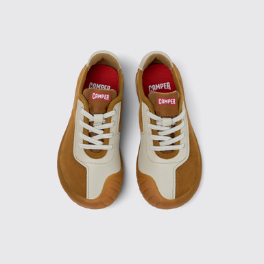 Overhead view of Peu Path Multicolor Nubuck Leather Sneakers for Kids.