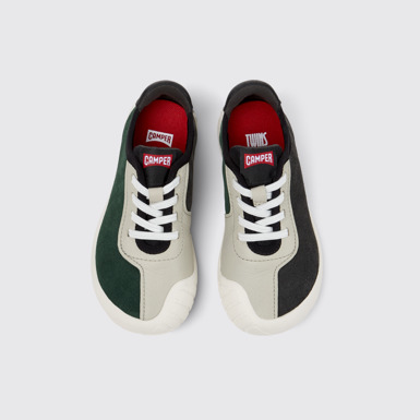 Overhead view of Twins Multicolor Nubuck and Leather Sneakers for Kids.