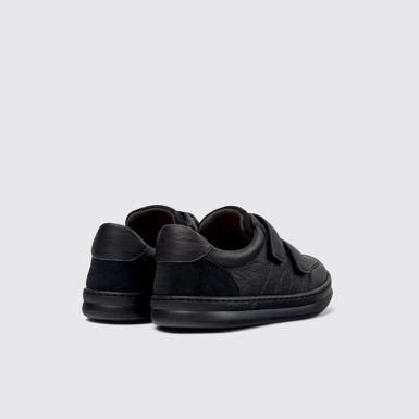 Back view of Runner Black Leather and Nubuck Sneakers for Kids.