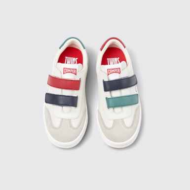 Overhead view of Twins Multicolor Leather and Nubuck Sneakers for kids.