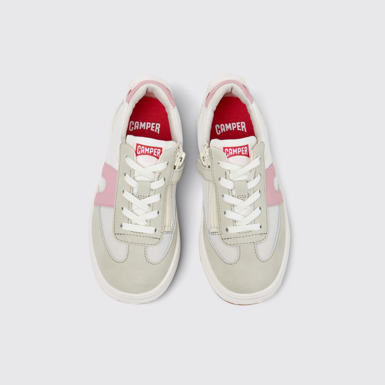 Overhead view of Runner Multicolor Textile and Leather Sneakers for Kids.