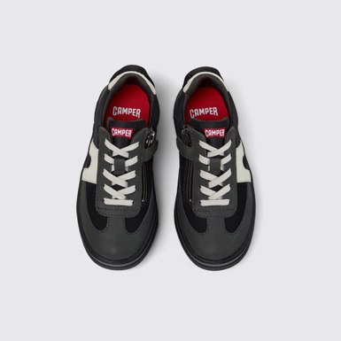 Overhead view of Runner Multicolor Textile and Leather Sneakers for Kids.