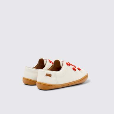 Back view of Twins White Leather Kids' Shoes for Children.