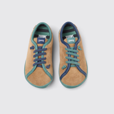 Overhead view of Twins Multicolor Suede and Leather Shoes for kids.