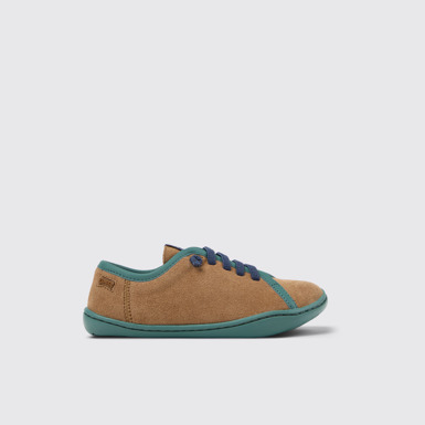 Side view of Twins Multicolor Suede and Leather Shoes for kids.