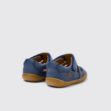 Back view of Peu Blue Leather Closed Sandals for kids.