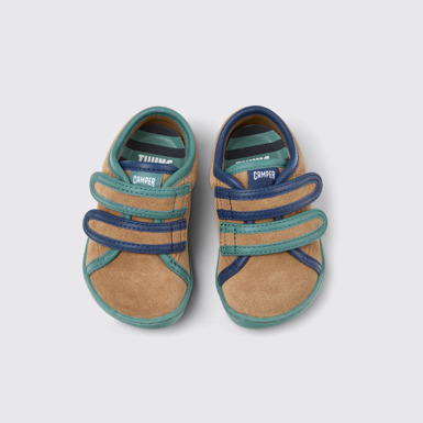 Overhead view of Twins Multicolor Suede and Leather Sneakers for kids.