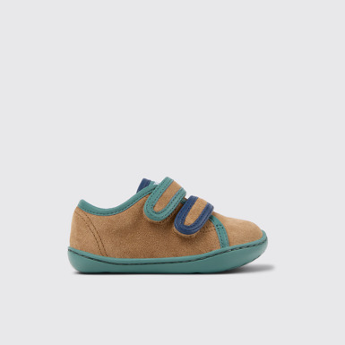 Side view of Twins Multicolor Suede and Leather Sneakers for kids.
