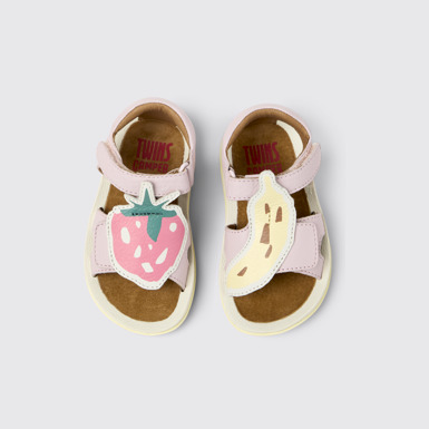 Overhead view of Twins Multicolor Leather Sandals for kids.