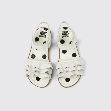 Twins Sandales blanches en cuir pour enfants.