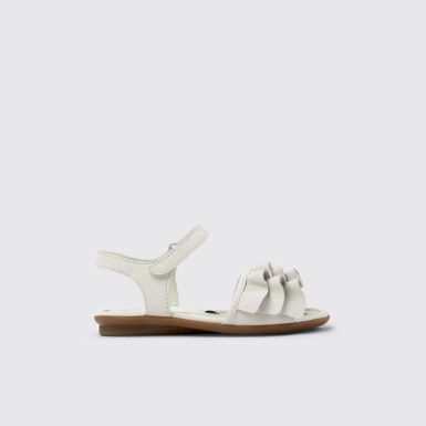 Twins Sandales blanches en cuir pour enfants.