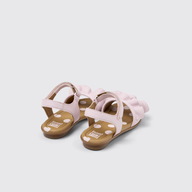 Back view of Twins Pink Leather Sandals for kids.