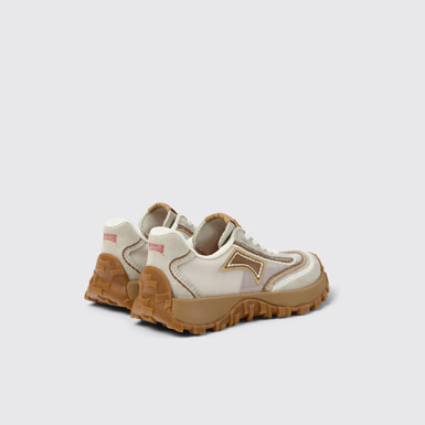Back view of Twins Beige Textile and Nubuck Leather Sneakers for kids.