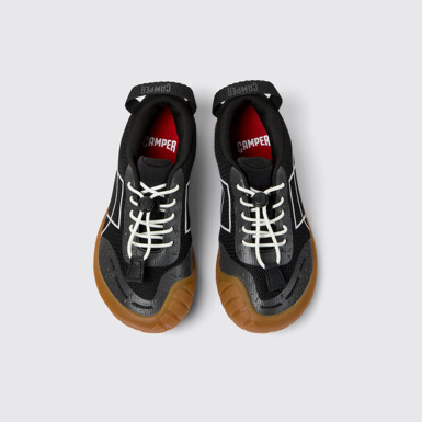 Overhead view of Peu Path Black Textile and Leather Sneakers for kids.