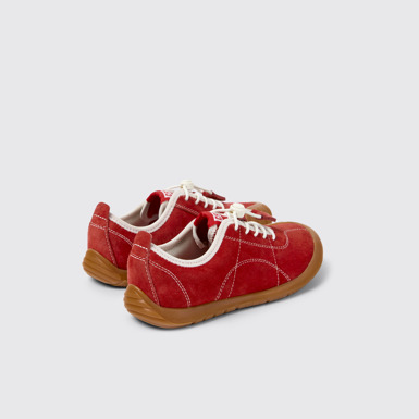 Back view of Peu Path Red Nubuck Sneakers for kids.