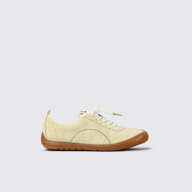 Side view of Twins Yellow Nubuck Sneakers for kids.