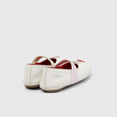 Back view of Twins White Leather Ballerinas for Kids.