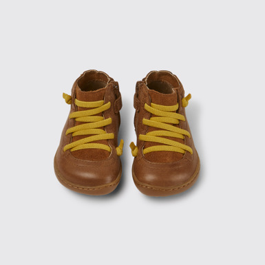 Overhead view of Peu Brown leather ankle boots