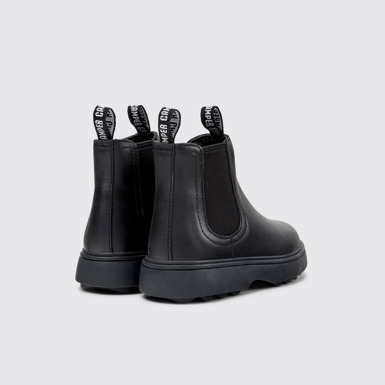 Back view of Norte Black Leather Ankle Boots for Kids.