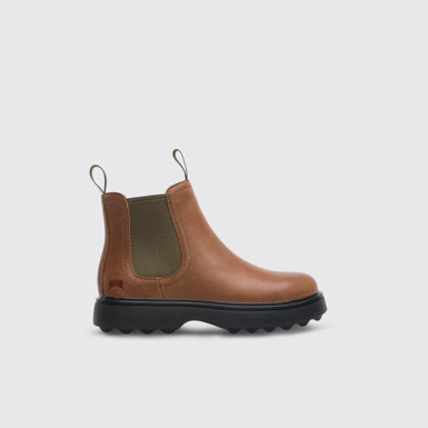 Side view of Norte Brown ankle boot for boys