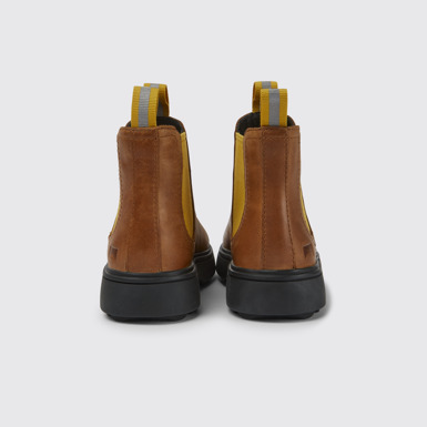 Back view of Norte Light brown and yellow ankle boots
