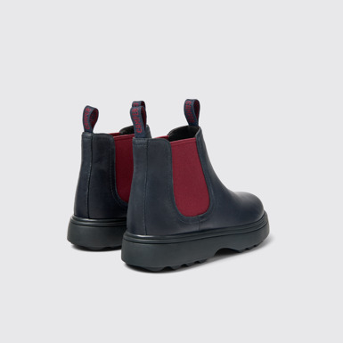 Back view of Norte Blue and burgundy leather boots for kids