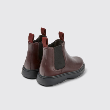 Back view of Norte Burgundy leather Chelsea boots for kids