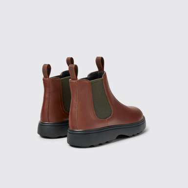 Norte Bottes en cuir marron et rouge pour enfant