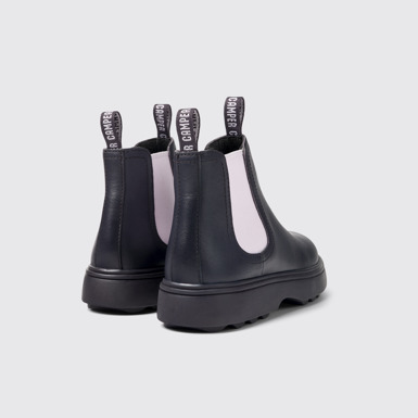 Back view of Norte Purple leather boots for kids