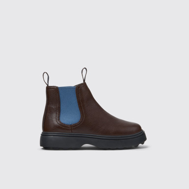 Side view of Norte Brown Leather Ankle Boots for Kids.