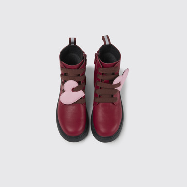 Overhead view of Norte Pink lace-up ankle boots