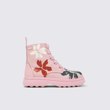Side view of Twins Multicolor Leather Ankle Boots for Kids.