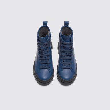 Overhead view of Brutus Blue lace up ankle boot for boys