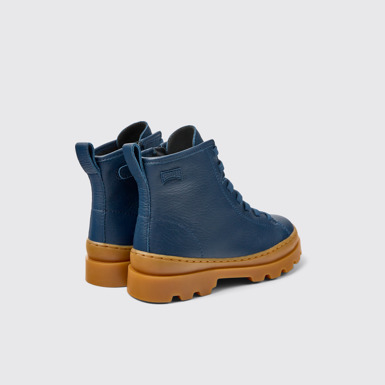 Back view of Brutus Dark blue leather ankle boots for kids