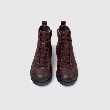 Brutus Botines de piel burdeos para niños.