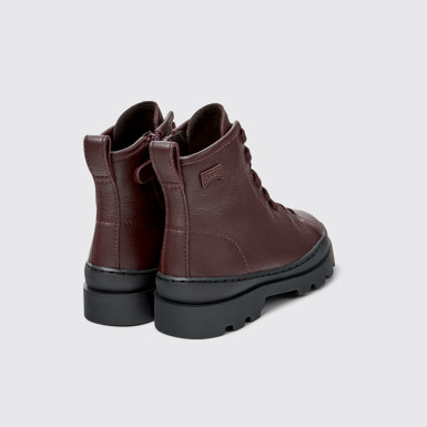 Back view of Brutus Burgundy Leather Ankle Boots for Kids.